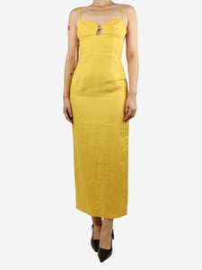 Reformation Yellow Malibu linen midi dress - size UK 8