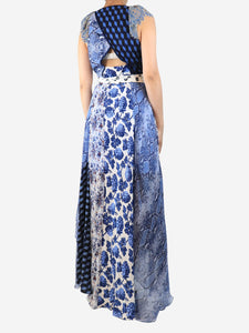 Diane Von Furstenberg Blue patchwork lace wrap dress - size M
