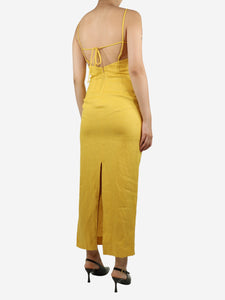 Reformation Yellow Malibu linen midi dress - size UK 8