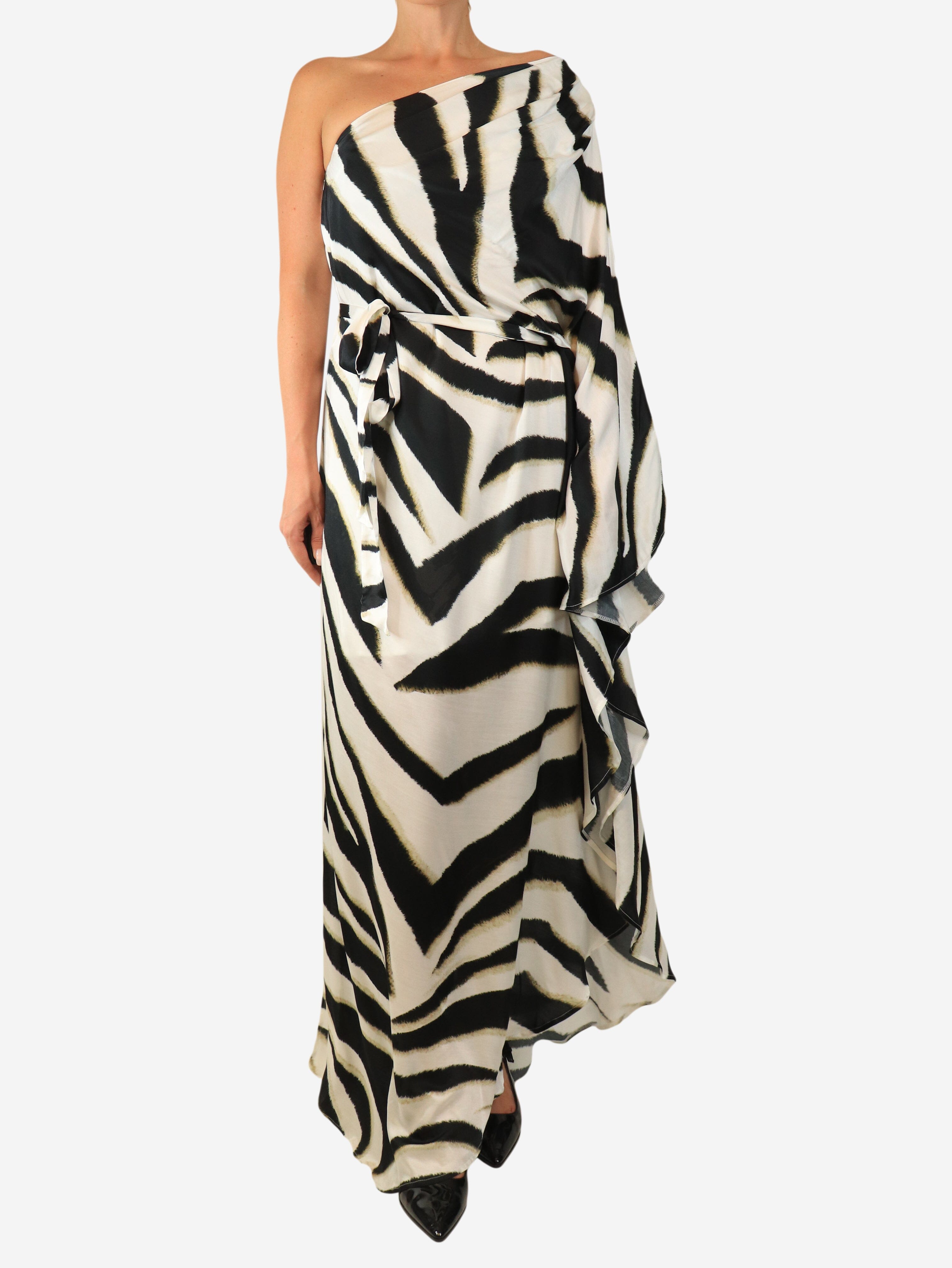 Zebra print one-shoulder maxi dress - size L Dresses Melissa Odabash 