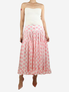 Alexandra Miro Pink heart-printed midi split skirt - size S