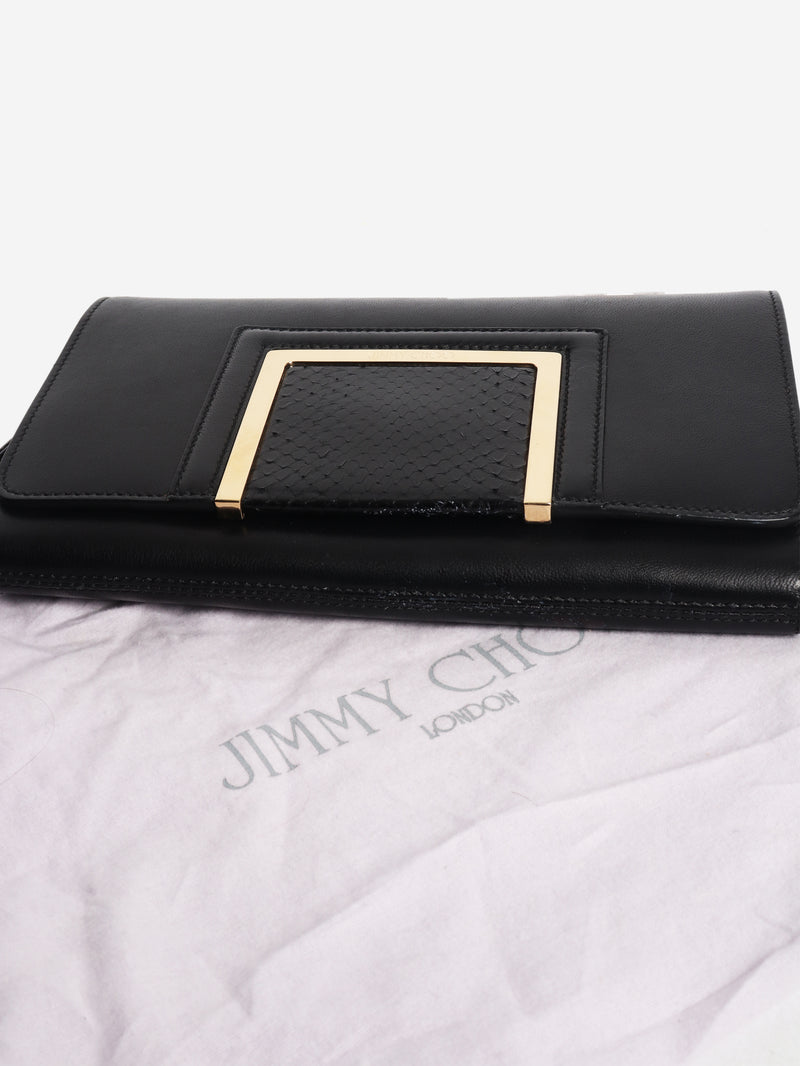 Black leather clutch