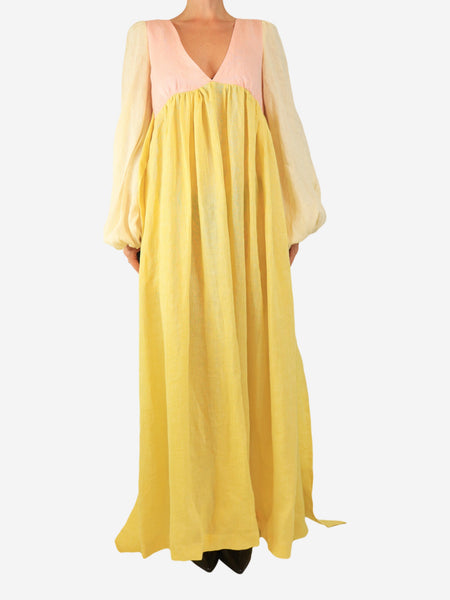 Pink and yellow colour-block maxi dress - size XL product image