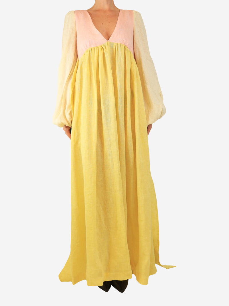 Pink and yellow colour-block maxi dress - size XL