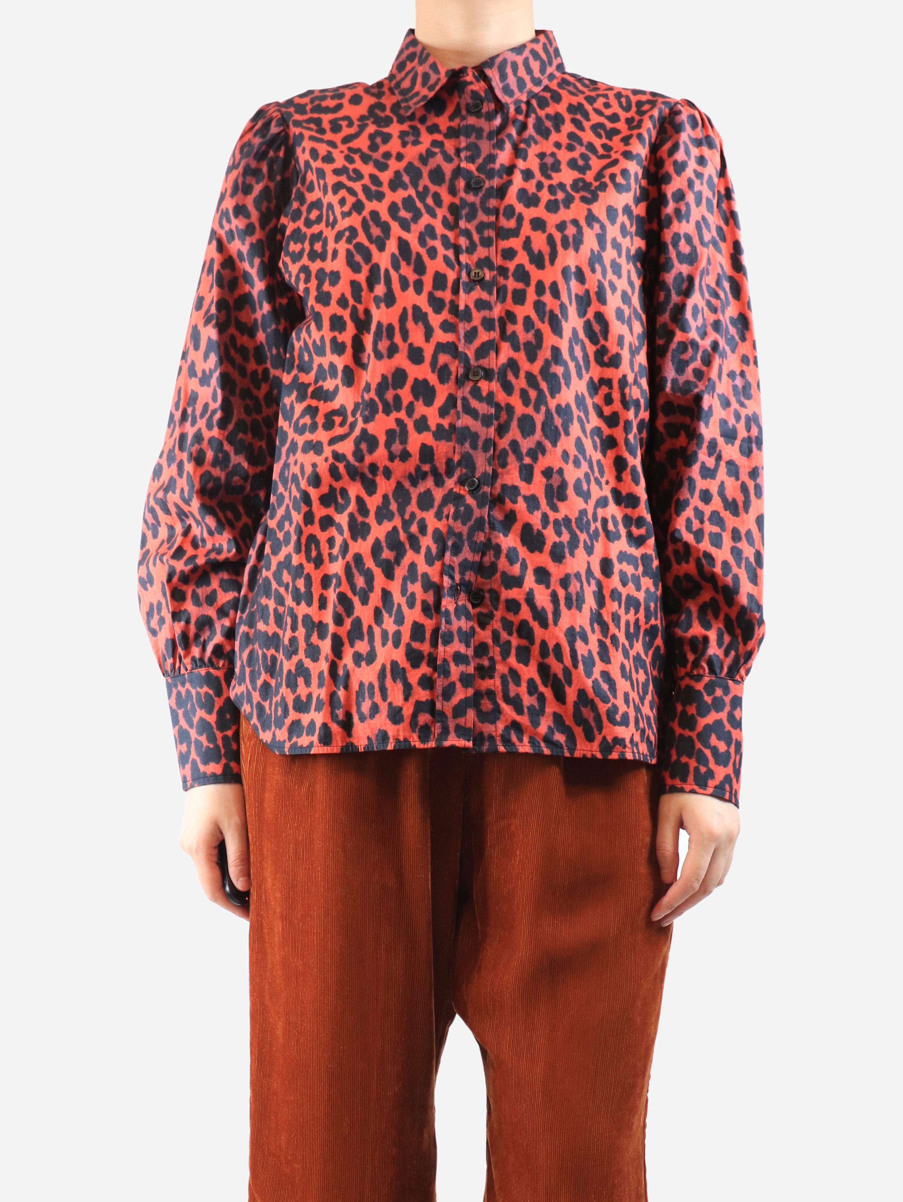 Red leopard print blouse - size UK 12 Tops Ganni 