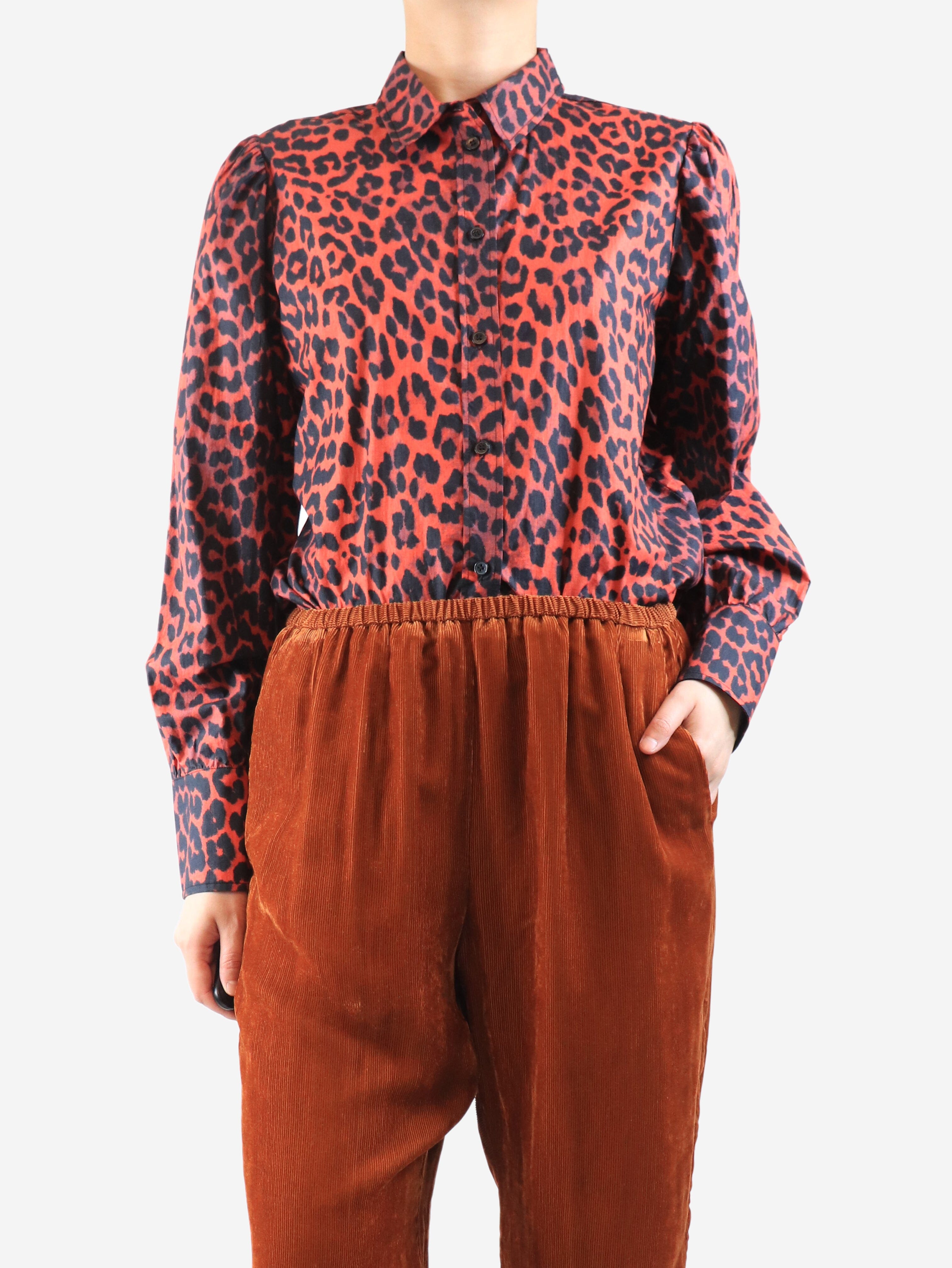 Red leopard print blouse - size UK 12 Tops Ganni 