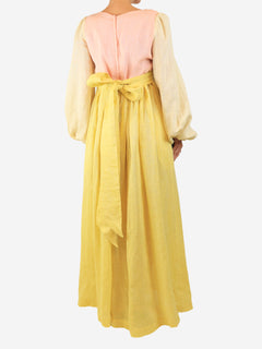 Pink and yellow colour-block maxi dress - size XL