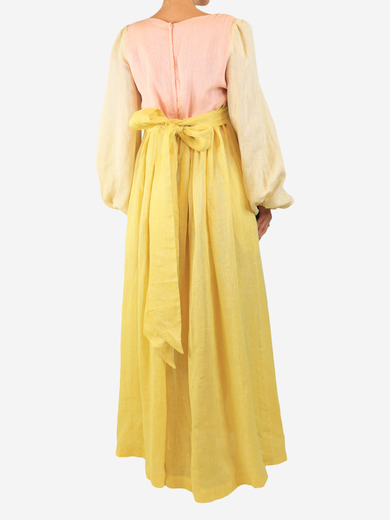 Pink and yellow colour-block maxi dress - size XL
