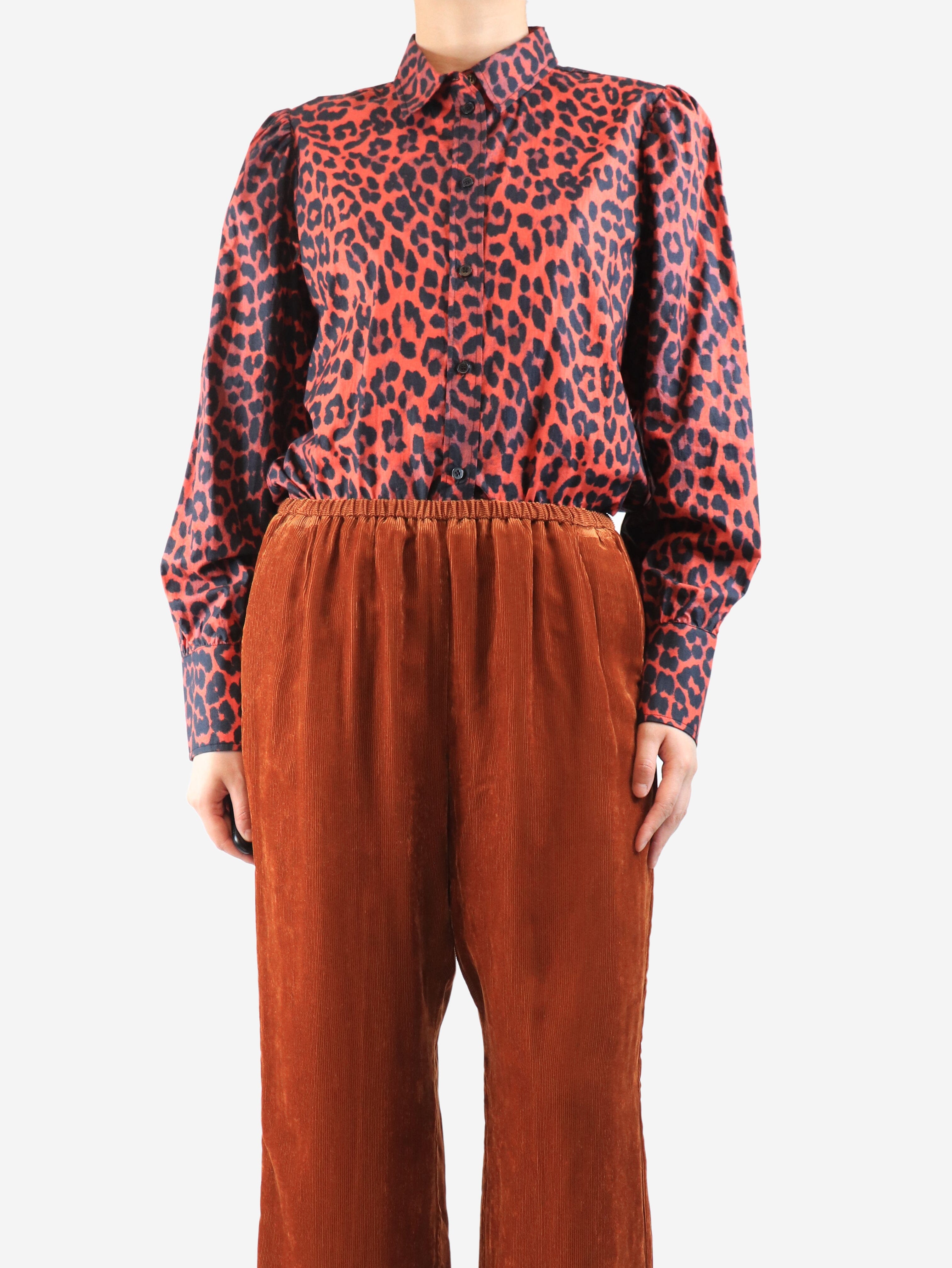 Red leopard print blouse - size UK 12 Tops Ganni 