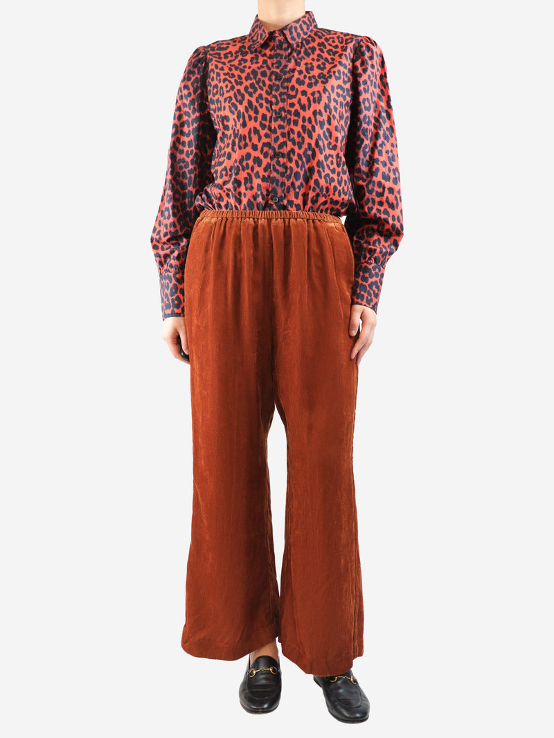 Rust elasticated corduroy trousers - size UK 14 Trousers Forte Forte 