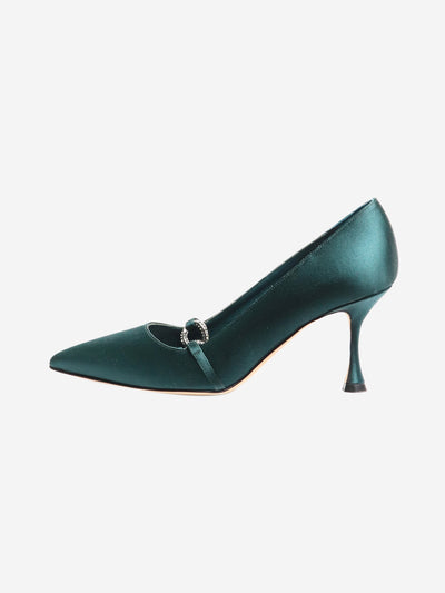Dark green crystal-embellished satin pumps - size EU 36 Heels Manolo Blahnik 