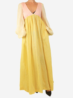 Pink and yellow colour-block maxi dress - size XL
