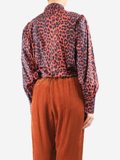 Red leopard print blouse - size UK 12 Tops Ganni 