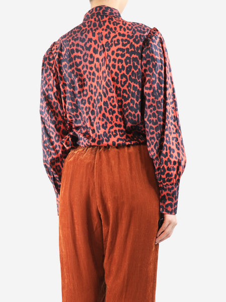 Red leopard print blouse - size UK 12 alternate image