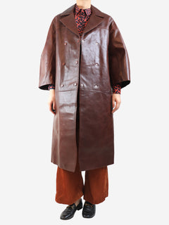 Brown oversized leather coat - size S Coats & Jackets Ganni 