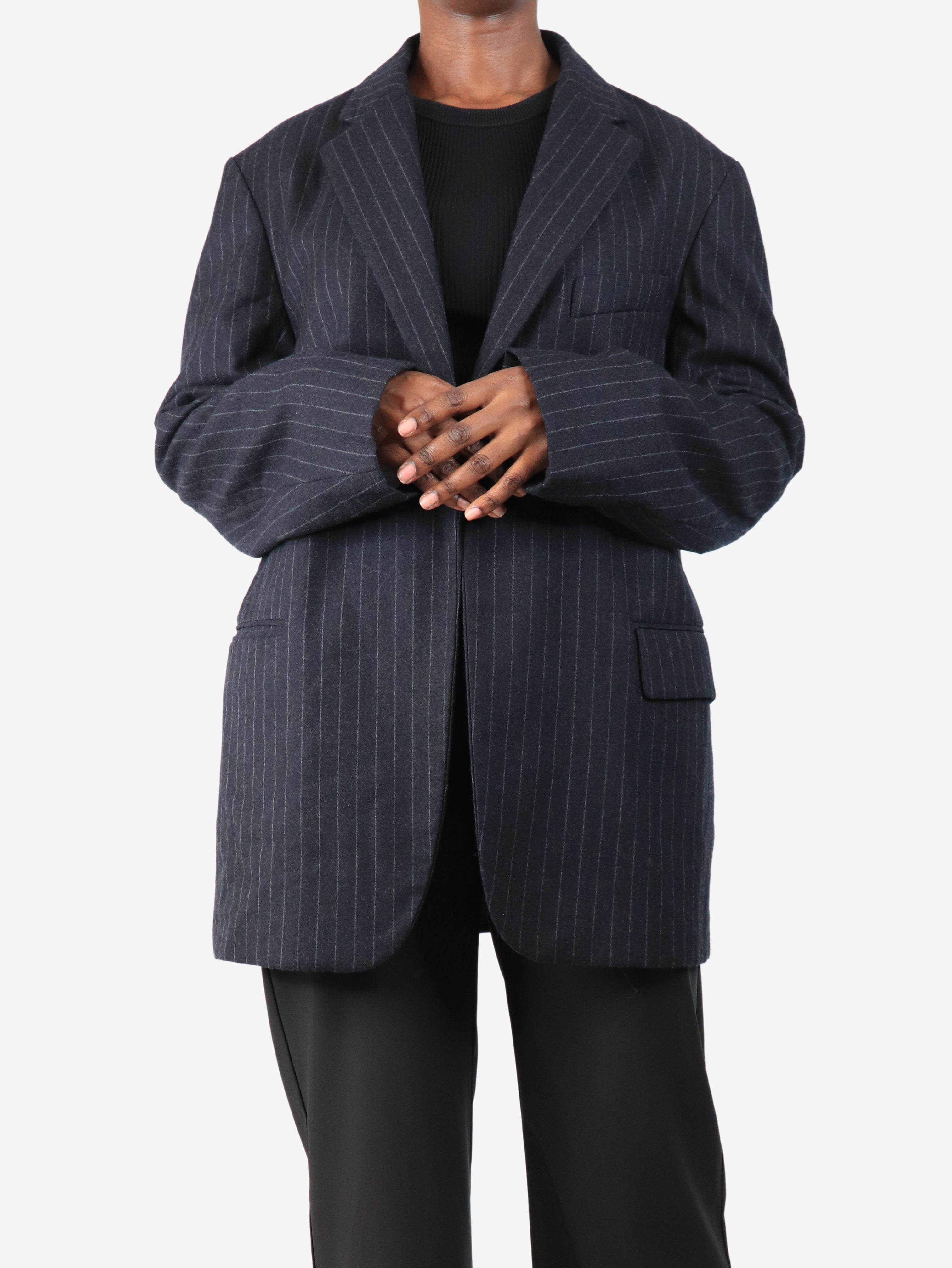 Dries Van Noten pre-owned charcoal pinstripe wool jacket size M