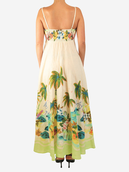 Cream tropical midi dress - size UK 10 alternate image