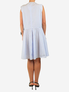 Blue and white sleeveless striped midi dress - size UK 16 Dresses Red Valentino 