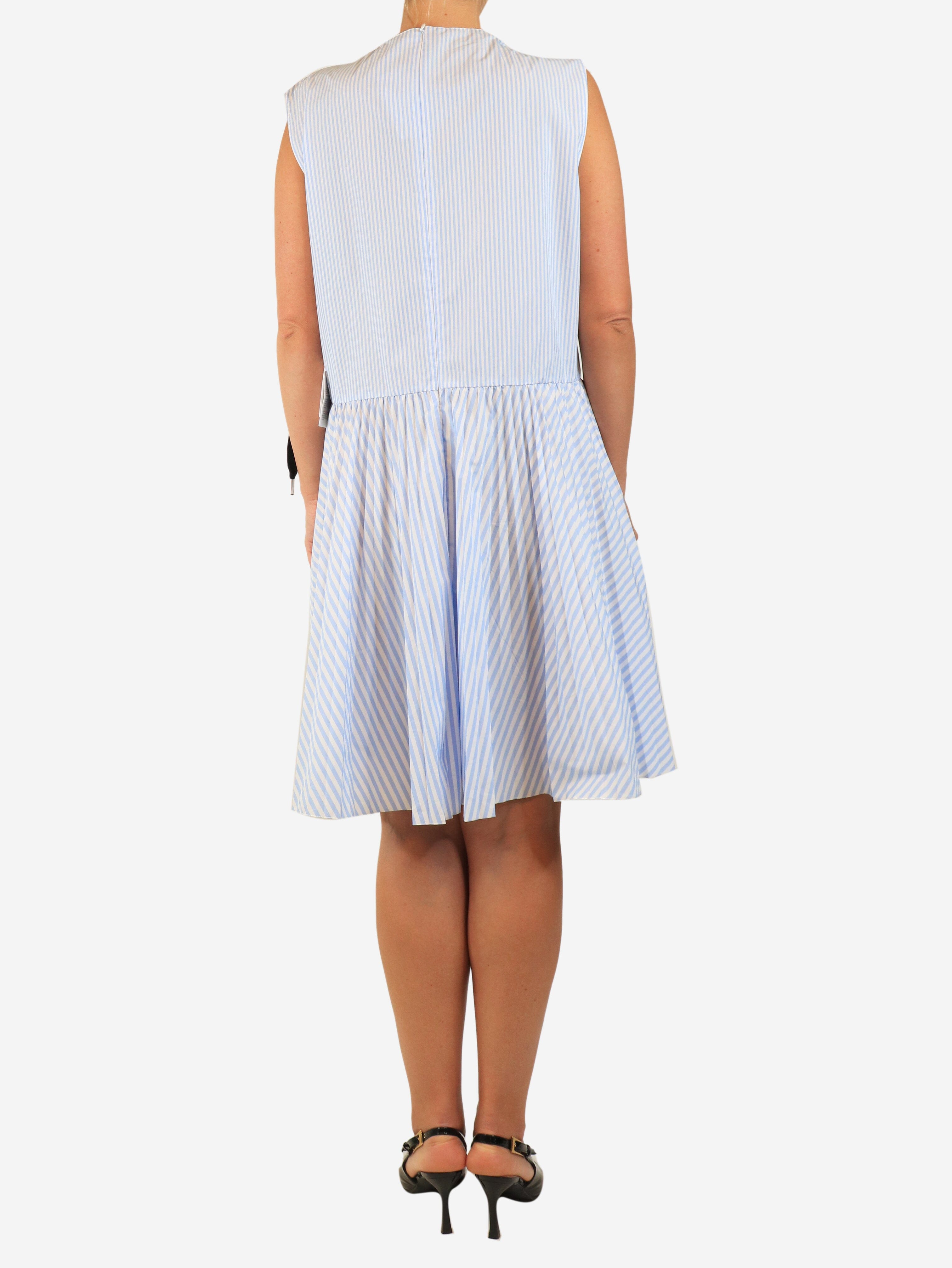 Blue and white sleeveless striped midi dress - size UK 16 Dresses Red Valentino 