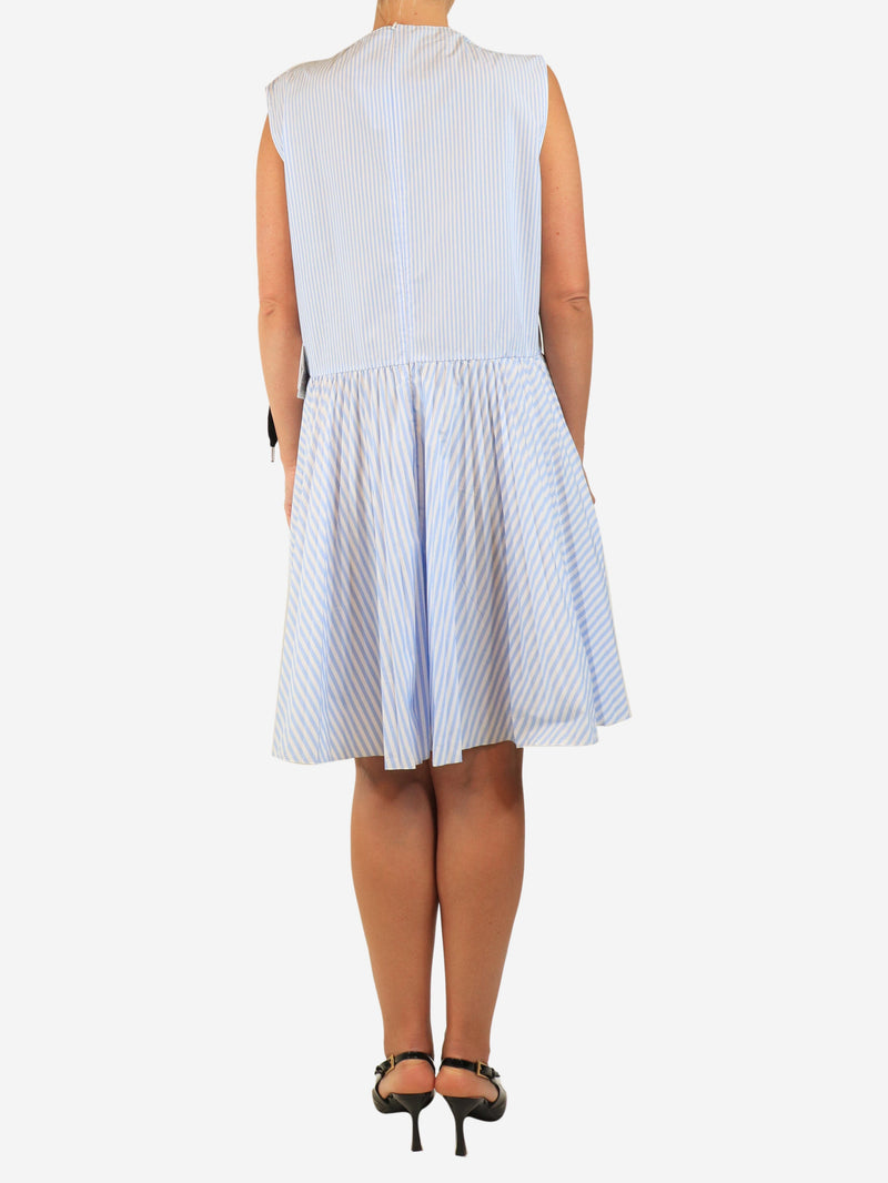 Blue and white sleeveless striped midi dress - size UK 16 Dresses Red Valentino 