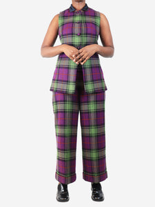 Selina Blow Purple and green check waistcoat and trouser set - size UK 12