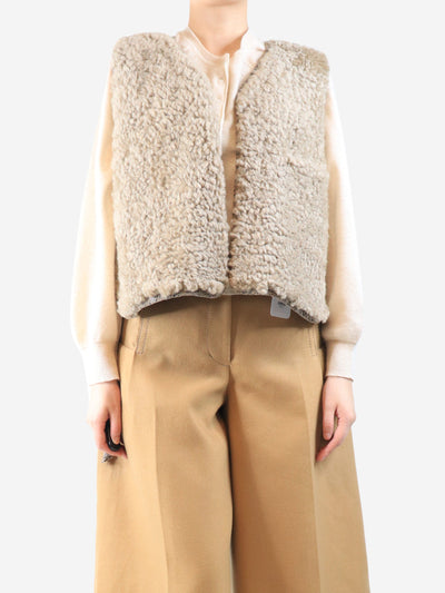 Neutral shearling moon vest - size M Coats & Jackets Milena Silvano 