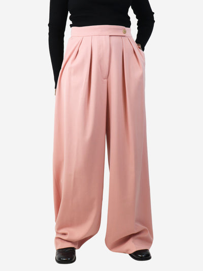 Pink pleated wide-leg trousers - size UK 12 Trousers Dries Van Noten 