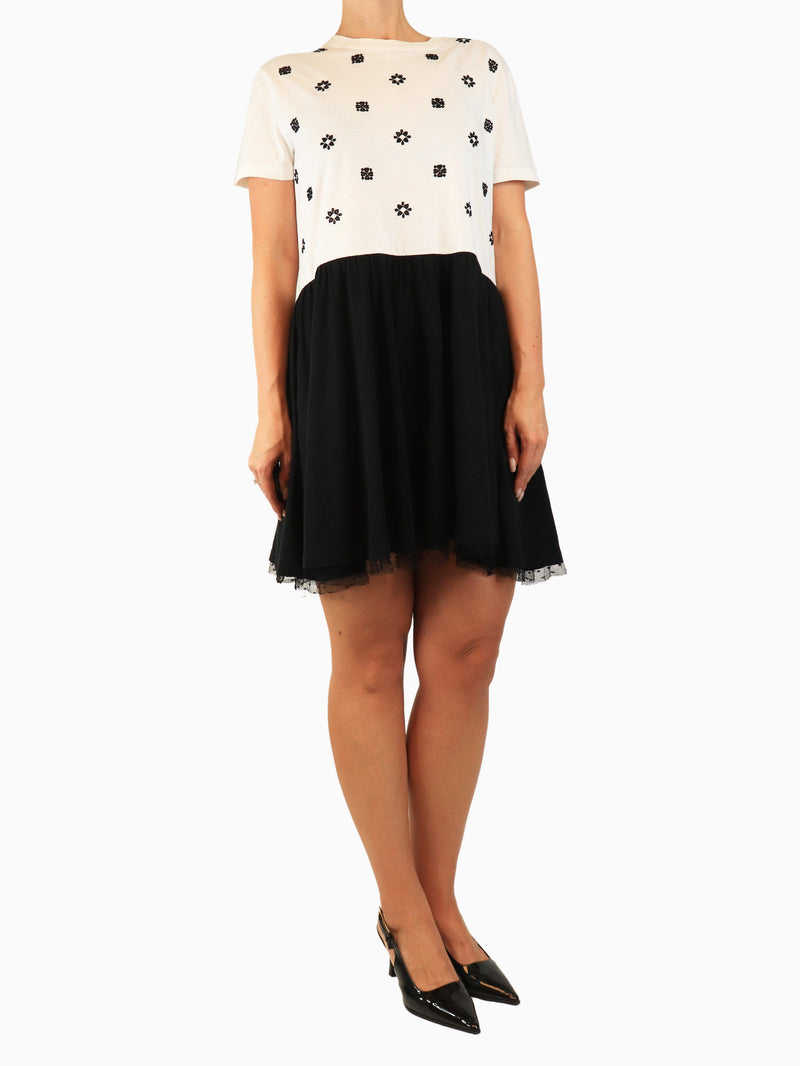White and black embroidered t-shirt dress - size M Dresses Red Valentino 