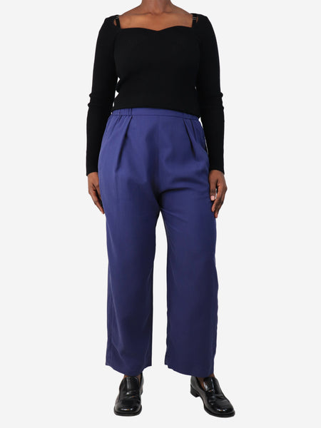 Blue silk pleated trousers - size M alternate image