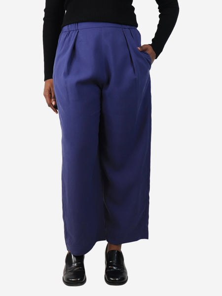 Blue silk pleated trousers - size M product image