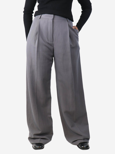 Grey pleated wide-leg trousers - size UK 10 Trousers Dries Van Noten 