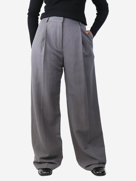 Grey pleated wide-leg trousers - size UK 10 product image