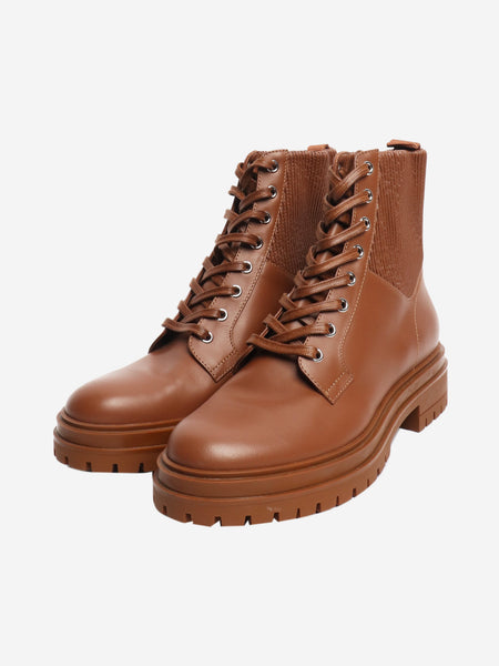 Brown Martis 20 ribbed-detail combat boots - size EU 40 alternate image