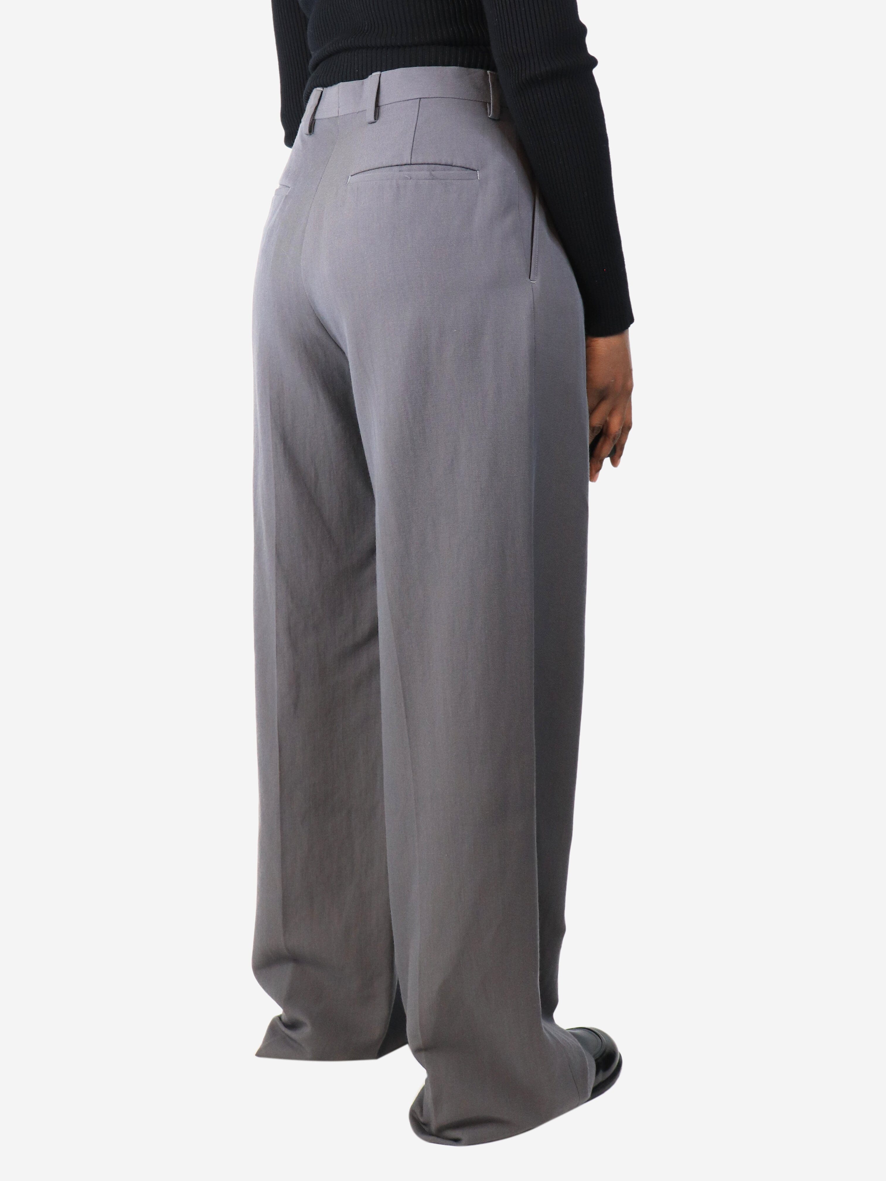 Grey pleated wide-leg trousers - size UK 10 Trousers Dries Van Noten 