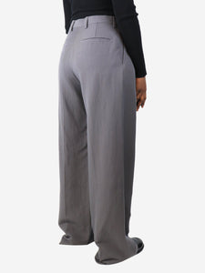 Dries Van Noten Grey pleated wide-leg trousers - size UK 10