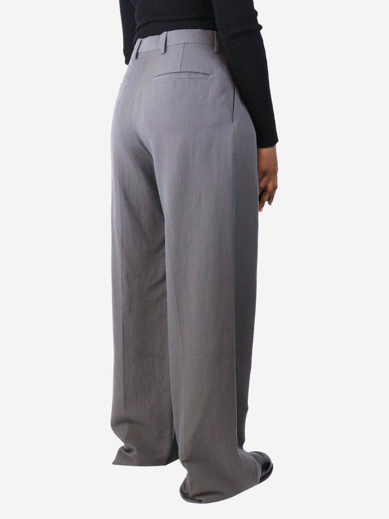 Grey pleated wide-leg trousers - size UK 10 Trousers Dries Van Noten 