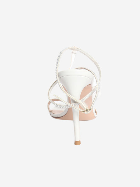 White leather crystal-strap sandal heels - size EU 37 alternate image