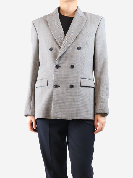 Black and white houndstooth double breasted jacket - size UK 10 product image