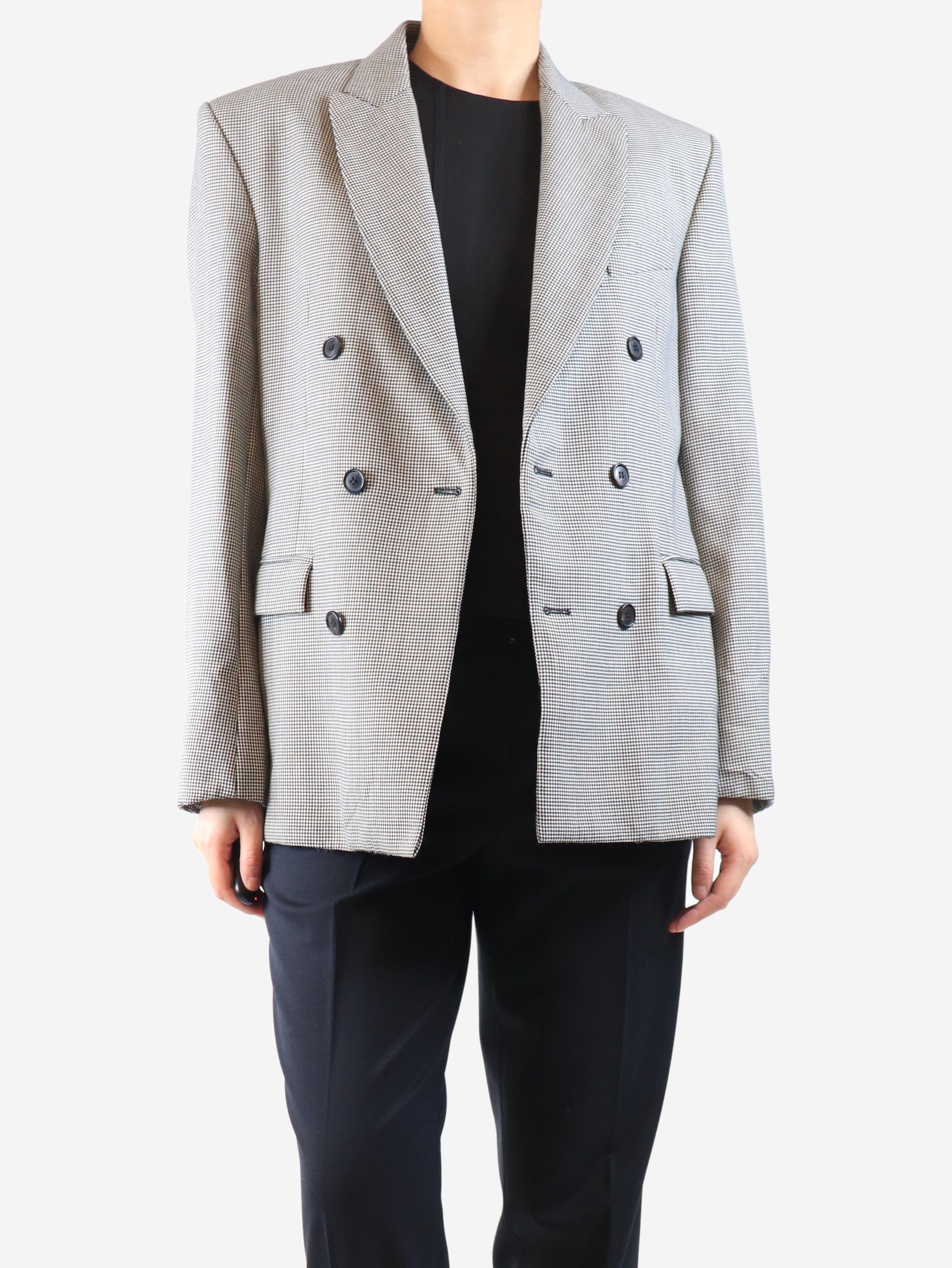 Black and white houndstooth double breasted jacket - size UK 10 Coats & Jackets Wardrobe NYC 