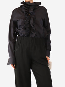 Navy cotton frill shirt - size UK 10 Tops Dior 