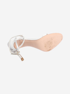 White leather crystal-strap sandal heels - size EU 37