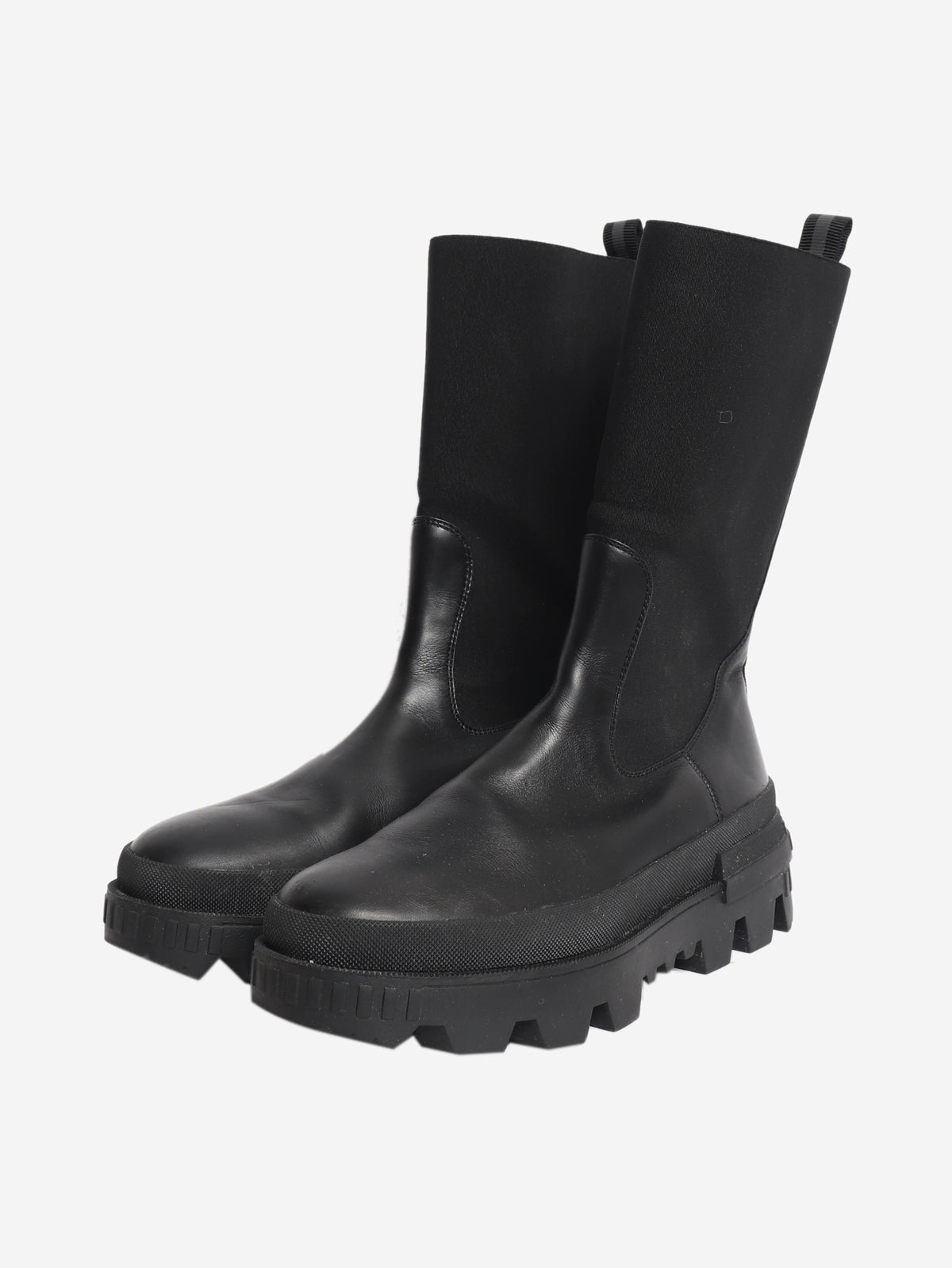 Black ridge-sole panelled boots - size EU 40.5