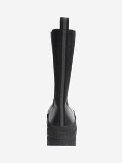 Black ridge-sole panelled boots - size EU 40.5