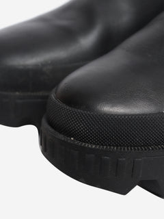 Black ridge-sole panelled boots - size EU 40.5