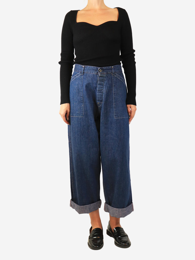 Blue wide-leg jeans - size UK 14