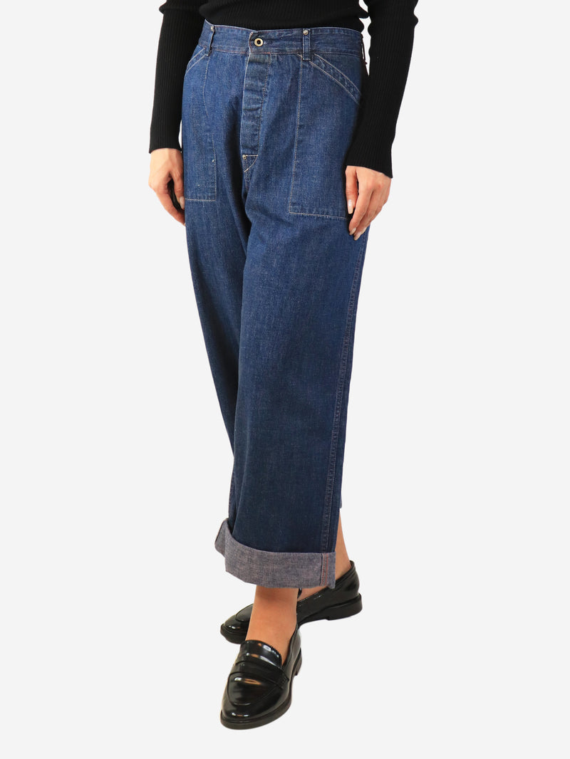 Blue wide-leg jeans - size UK 14