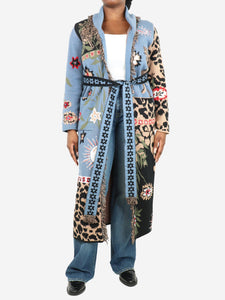 Hayley Menzies Blue jacquard longline cardigan - size M