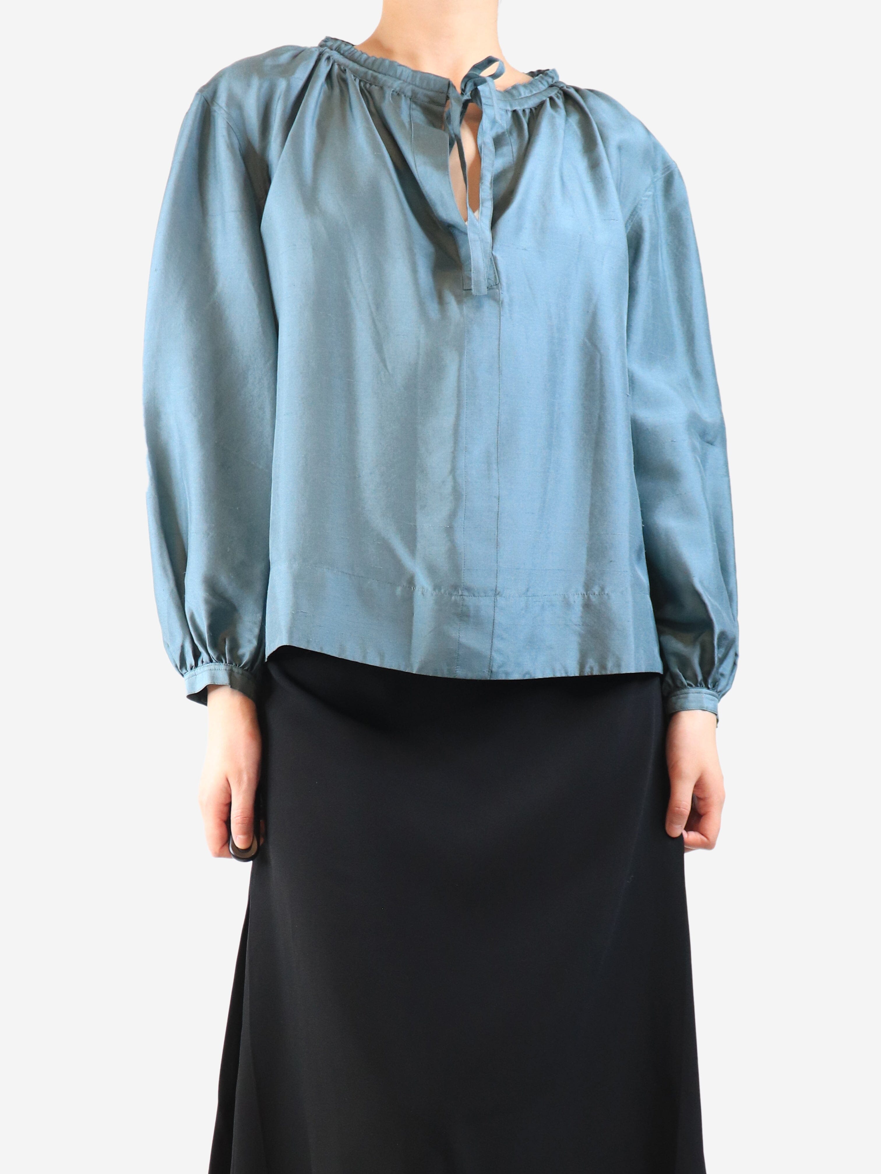 Soeur Teal Univers silk blouse - size UK 8 Tops Soeur 