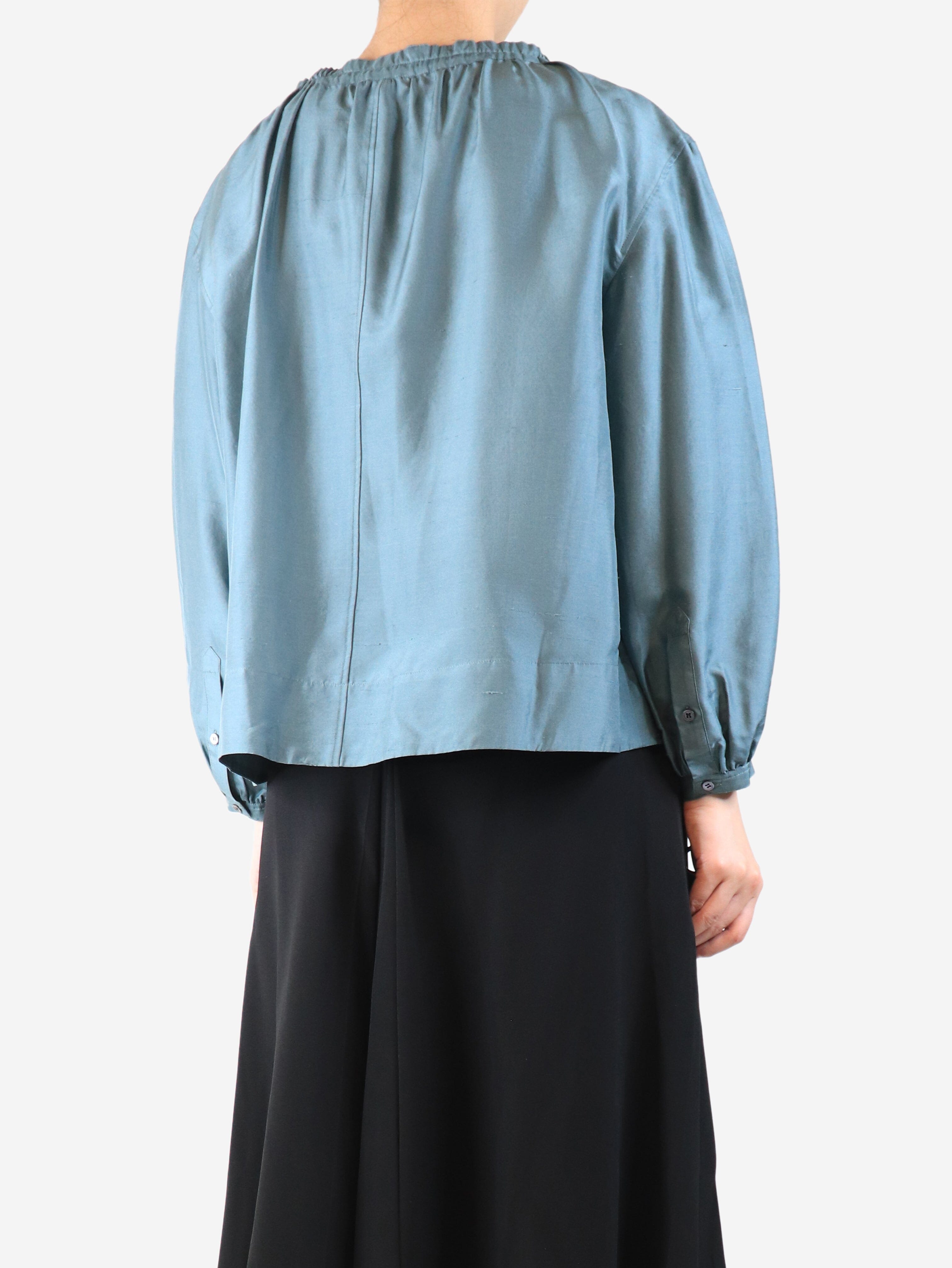 Soeur Teal Univers silk blouse - size UK 8 Tops Soeur 