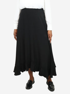 Chloe Black ruffle hem silk maxi skirt - size UK 12